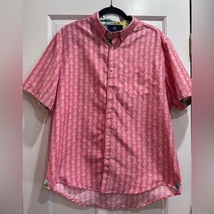 International Report Hawaiian Button Down Pineapple Coral Shirt Men's XL